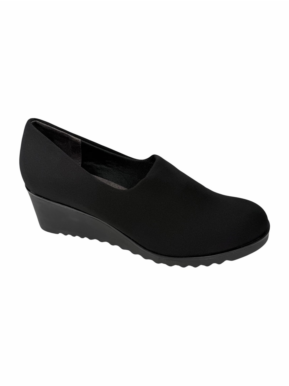 LifeStride Women's Ziva Round Toe Wedge Shoes Black Knit Fabric Size 8W